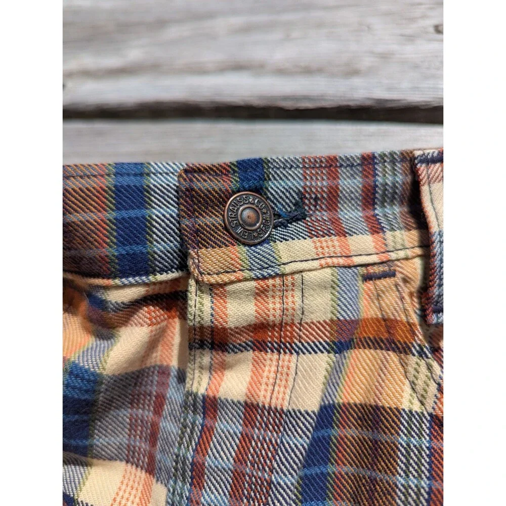 Vintage 70s Levis Plaid Flare Bell Bottoms Big Capital E 27